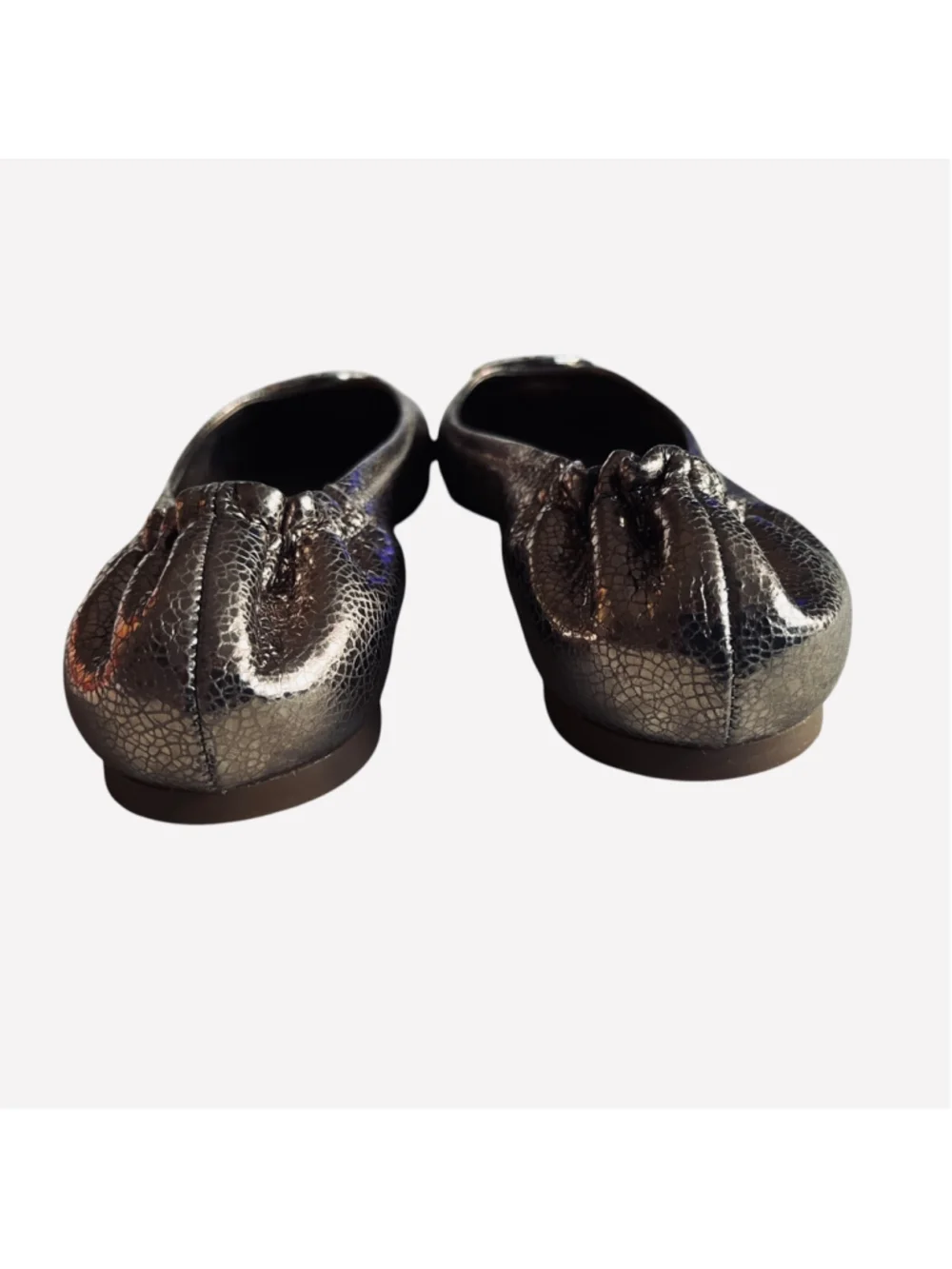 Tory Burch Metal Luna Silver REVA Ballet Flats Size 11